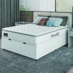 Cama Box Baú Casal Colchão Espuma D33 Pillow Top New Millenium Branco Hellen - 1