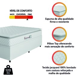 Cama Box Baú Casal Colchão Espuma D33 Pillow Top New Millenium Branco Hellen - 6