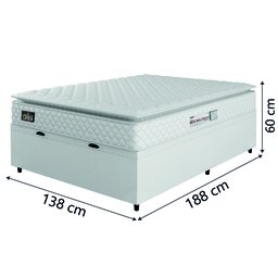 Cama Box Baú Casal Colchão Espuma D33 Pillow Top New Millenium Branco Hellen - 4
