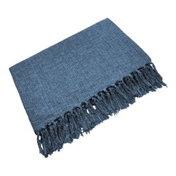 Manta para Sofá / Cama 1,50x2,20M Tear Artesanal Decorativa Azul Jeans - 2