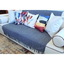 Manta para Sofá / Cama 1,50x2,20M Tear Artesanal Decorativa Azul Jeans - 5