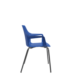 Cadeira Vesper Azul 4 Pés Estrutura Preta com Braços Fixos - 2