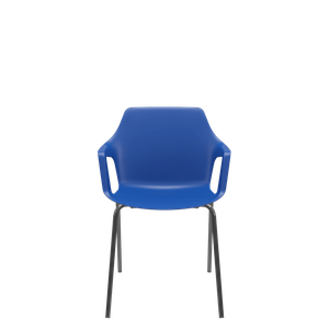 Cadeira Vesper Azul 4 Pés Estrutura Preta com Braços Fixos