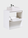 Ver mais imagens de Gabinete para Banheiro com Cuba e Espelho Redondo 60cm Mdf Branco Dubai - On Móveis