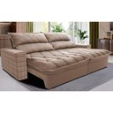 Ver imagem 1 de Sofá Retrátil e Reclinável 2,35m Molas Ensacadas Cama inBox Elegance com ThermoGel Velusoft Bege