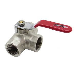 Válvula Esfera 3 Vias em T 3/4 Alavanca Fêmea X Fêmea X Fêmea Pn25 Latão Forjado Niquelado Ivm Italy