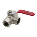 Ver imagem 2 de Válvula Esfera 3 Vias em T 3/4 Alavanca Fêmea X Fêmea X Fêmea Pn25 Latão Forjado Niquelado Ivm Italy