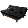 Sofá Cama Caribe + Duas Banquetas em Courino Couro Sintético Preto - 4