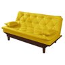 Sofá Cama Caribe em Courino Couro Sintético Amarelo Essencial Estofados - 1
