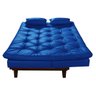 Sofá Cama Caribe em Courino Couro Sintético Azul Essencial Estofados - 4