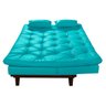 Sofá Cama Caribe em Courino Couro Sintético Azul Turquesa Essencial Estofados - 4