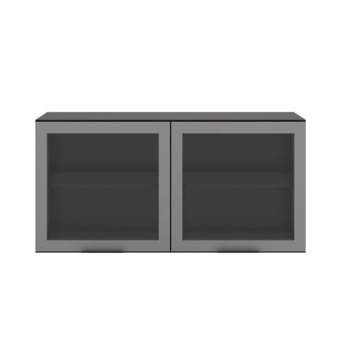 Armario Aereo 120 cm 2 Portas Vidro Etna Grafite Poliman