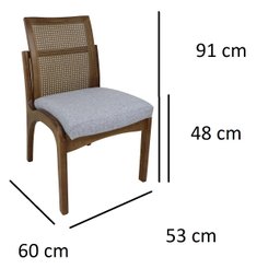 Kit 4 Cadeira de Cozinha Karol Encosto Tela Verniz Imbuia e Linho Prata Soberati Cadeira de Jantar K - 5
