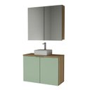 Ver imagem 2 de Conjunto de Banheiro com Cuba 90cm x 145cm Nature Marrom/Carvalho/Verde