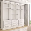 Ver imagem 5 de Guarda-roupa Casal Max 3 Portas 9 Gavetas com Espelho Branco - Panorama Móveis