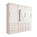 Ver imagem 3 de Guarda-roupa Casal Max 3 Portas 9 Gavetas com Espelho Branco - Panorama Móveis