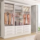 Ver imagem 2 de Guarda-roupa Casal Max 3 Portas 9 Gavetas com Espelho Branco - Panorama Móveis