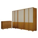 Ver imagem 1 de Guarda Roupa Casal Urban 6 Portas Off White com Cômoda San Marino 8 Gavetas Cinamomo – Leifer