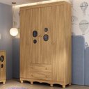 Ver imagem 1 de Guarda-roupa Infantil 122cm com Vidro 4 Portas e 2 Gavetas Suspiro Multimóveis Mp4458 Madeirado