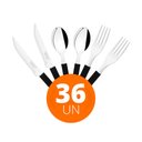 Ver imagem 1 de KIT - Jogo de Facas, Garfos e Colheres Leme 36 Peças em Aço Inox Cabo Preto PBAG - Tramontina