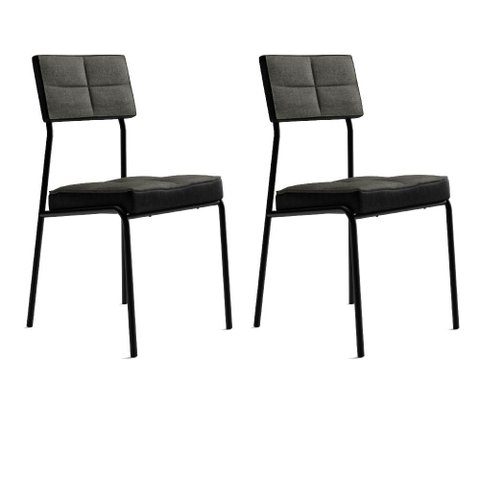 Conjunto 2 Cadeiras de Jantar Neo 1740 Carraro Grafite/Preto