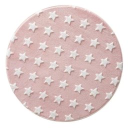 Tapete Rosa Redondo com Estrela Branca 100cm - Jolitex - 3