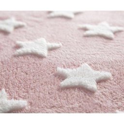 Tapete Rosa Redondo com Estrela Branca 100cm - Jolitex - 1