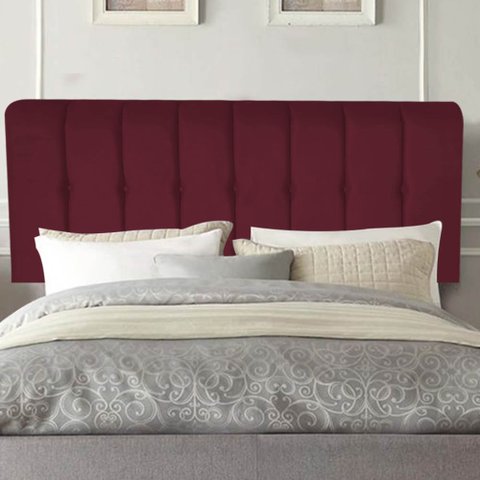 Painel Estofada Kiara 90cm Solteiro Box Quarto Suede Bordô - Ahazzo Móveis