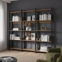 Ver imagem 1 de Kit 3 Estantes de Livros Industrial 15 Prateleiras Mel/Preto - BRV Móveis