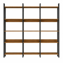 Ver imagem 3 de Kit 3 Estantes para Livros 15 Prateleiras Estilo Industrial Lâmina Mel/Preto - BRV Móveis