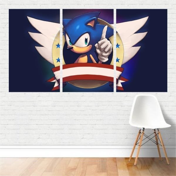 Quadro Game/Geek Jogo Sonic Hedgehog Nintendo 125X65 Canvas - 1