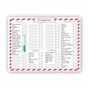 Ímã De Geladeira Planner Lista Compras Vermelho