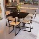 Ver imagem 1 de Conjunto Mesa de Jantar Quadrada Preta 4 Cadeiras Pinus Riviera Industrial Preto Don Castro Decor Ri