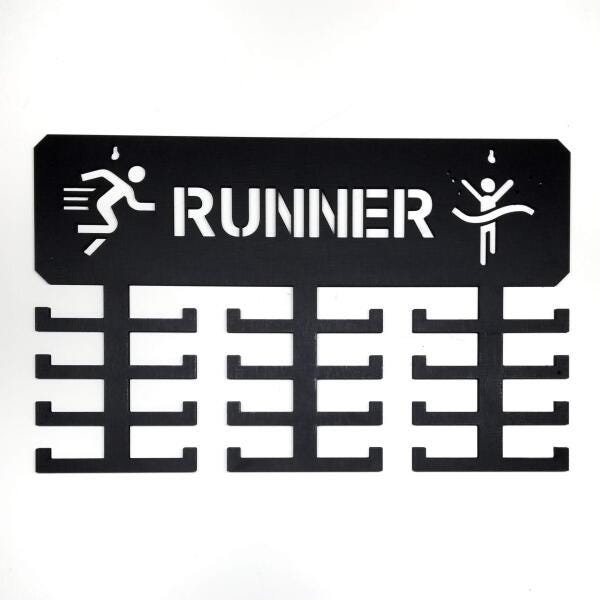 Porta Medalhas Corrida Masculino Feminino Preto 24 Suportes - 1