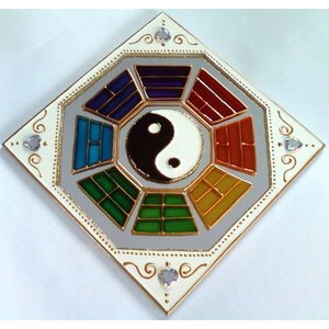 Baguá Yin Yang em Espelho de 15x15cm