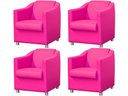 Ver imagem 1 de Kit 4 Poltronas Decorativa Biane Couro Rosa Pink Pés Cromado Ms Decor