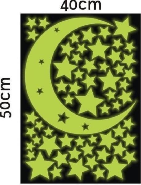 Adesivo Decorativo Brilha No Escuro Neon - Estrelas - Lua - 2