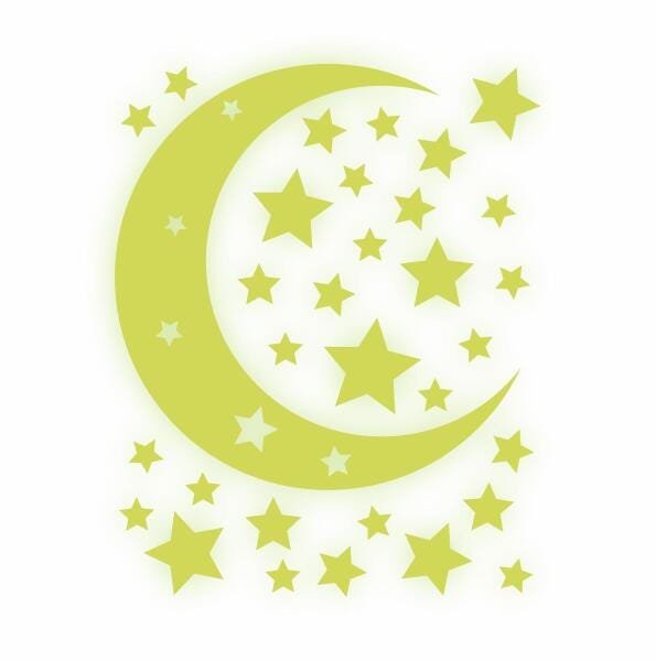 Adesivo Decorativo Brilha No Escuro Neon - Estrelas - Lua - 1