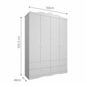 Ver imagem 4 de Guarda-Roupa Infantil 100% MDF 4 Portas e 4 Gavetas 158cm Multimóveis Crper-GRP130 Branco