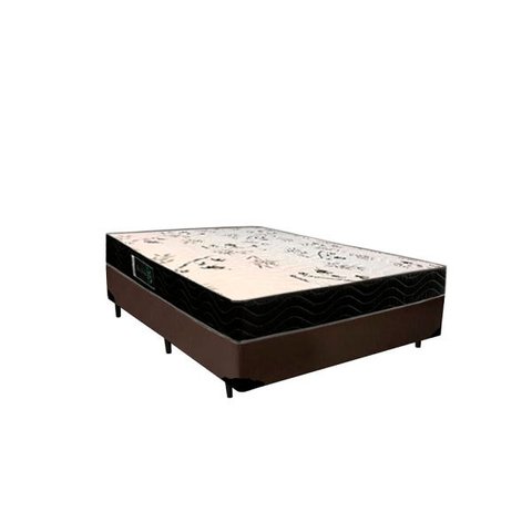 Cama Box Casal Colchão Espuma D28 Bambo Branco Ducci + Box Sintético Marrom (54x138x188)