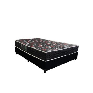 Cama Box Casal Colchão Espuma D28 Oriental Preto Ducci + Box Suede Preto (54x138x188)