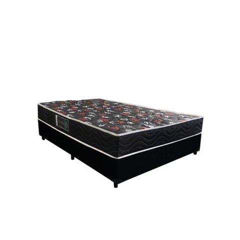 Cama Box Casal Colchão Espuma D28 Oriental Preto Ducci + Box Suede Preto (54x138x188)