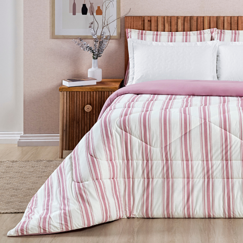 Edredom Super King Scarlett 100% Algodao Dupla Face Estampa Exclusiva Luxo Marin:rosa