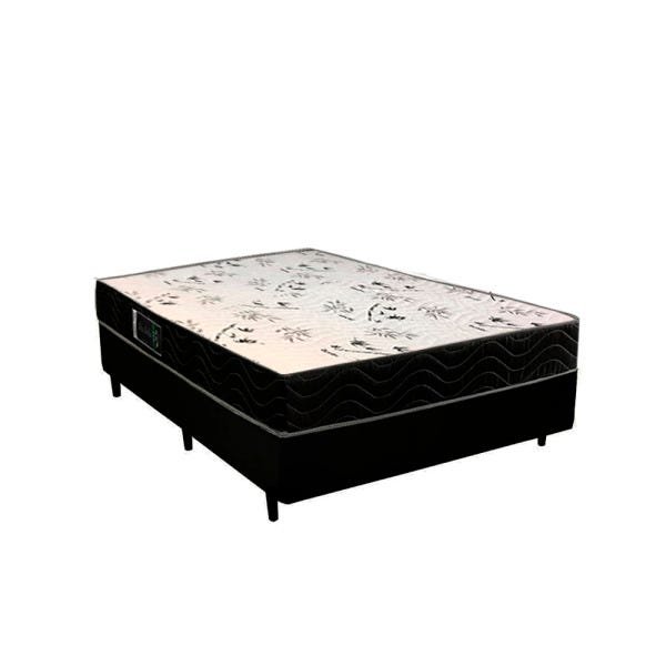 Cama Box Viúva Colchão Espuma D28 Bambo Branco Ducci + Box Sintético Preto (54x128x188)