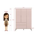 Ver imagem 4 de Kit Quarto Infantil Bebê Melinda com Pés Cômoda Guarda Roupa 3 Portas 2 Gavetas e Berço Mini Cama Ro