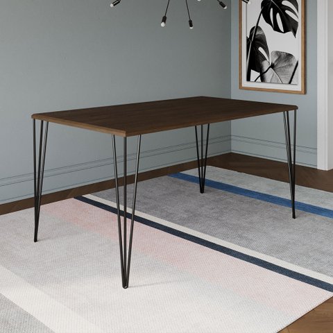 Mesa de Jantar Elen Retangular Tampo de Madeira 140x80cm Amêndoa