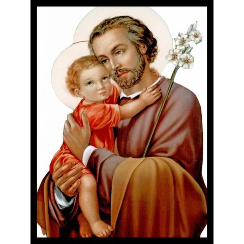 Quadro Decorativo Religioso São José 20x30cm com Moldura e Vidro