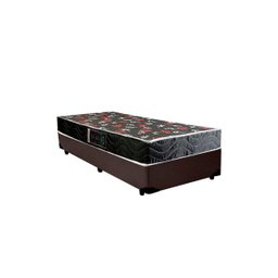 Cama Box Solteiro Colchão Espuma D20 Oriental Preto Ducci + Box Sintético Marrom (52x88x188) - 1