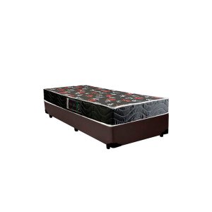 Cama Box Solteiro Colchão Espuma D20 Oriental Preto Ducci + Box Sintético Marrom (52x88x188)