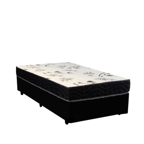 Cama Box Solteiro Colchão Espuma D20 Bambo Branco Ducci + Box Sintético Preto (52x78x188)